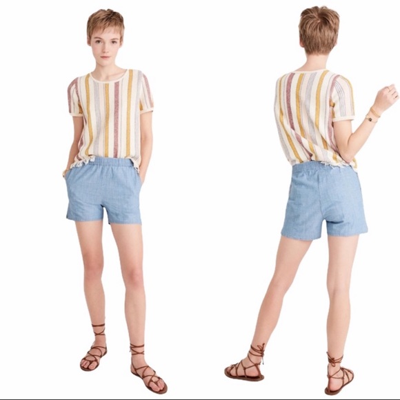 Madewell Pants - Madewell Chambray Pull On Shorts Size Small